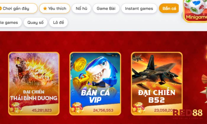 Bắn cá VIP Red88 là trò chơi độc đáo thu hút với các game thủ yêu thích săn cá