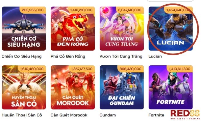 Slot sẽ xuất hiện hàng loạt tựa game, anh em tìm và chọn Lucian