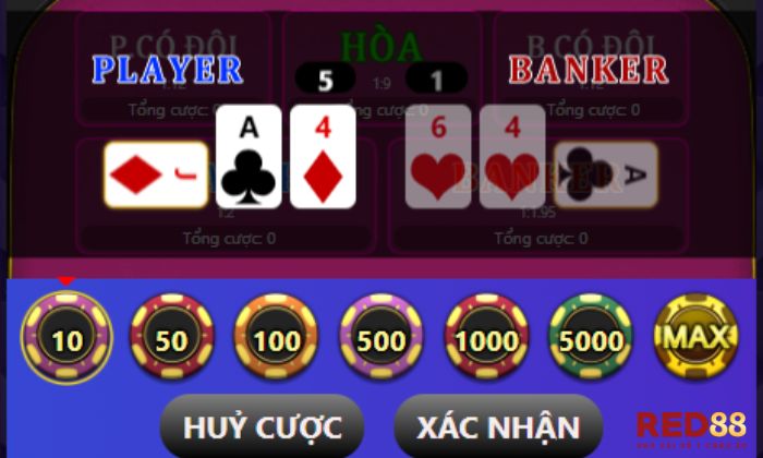 Quay số disco Red88 cung cấp trò chơi Mini Baccarat 