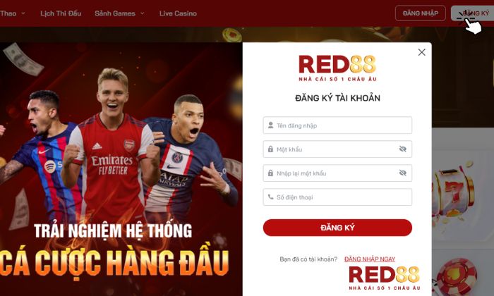 Đăng ký tài khoản Red88 để thỏa sức tận hưởng các trò chơi hấp dẫn