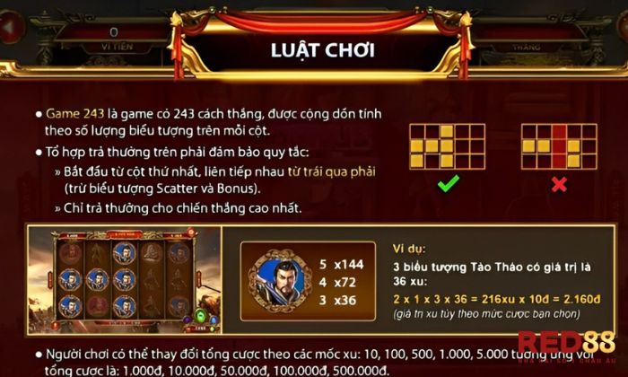 Luật chơi tam quốc tranh hùng Red88