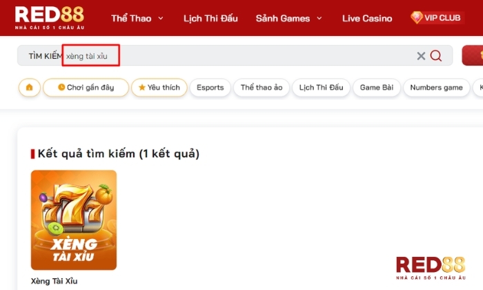 Người chơi nhập từ khóa “xèng tài xỉu” vào thanh tìm kiếm